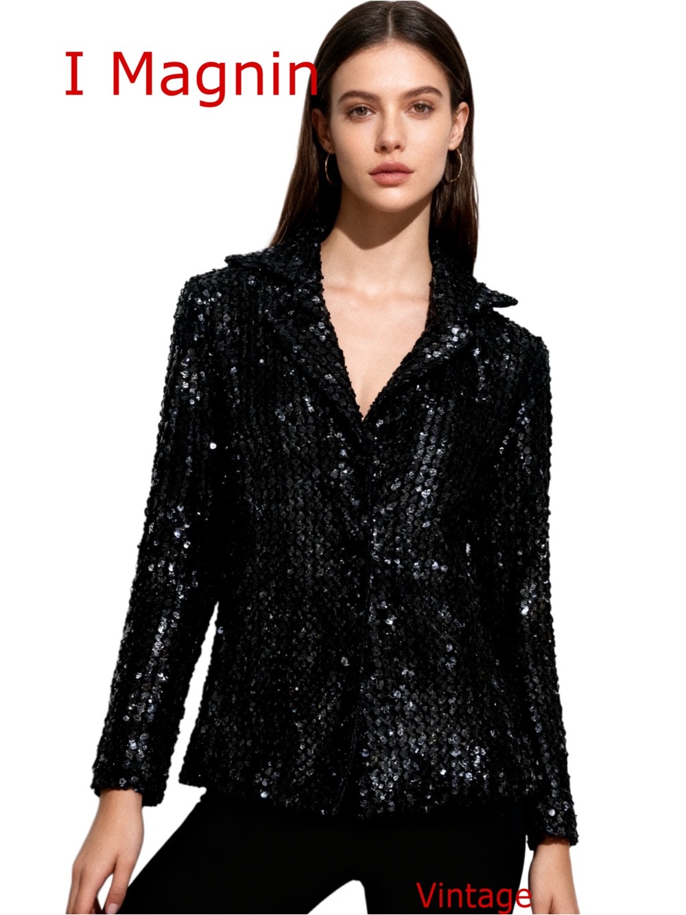 Vintage Black Sequin Jacket - Women